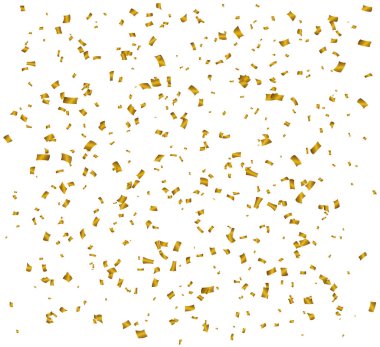 Beyaz arka planda izole edilmiş altın konfeti örtüsü, vektör illüstrasyonu