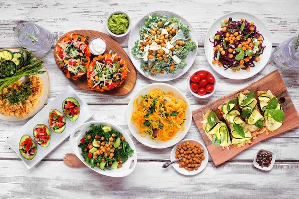 Healthy Plant Based Low Carb Food Table Scene Top View — Stock Photo, Image
