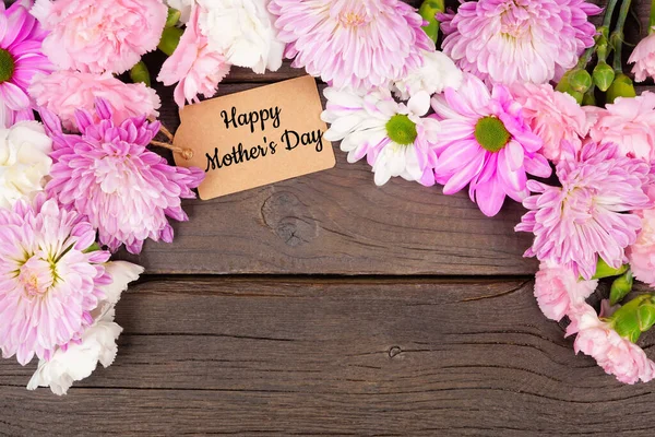 Happy Mothers Day Geschenkanhänger Mit Bogenrand Aus Rosa Lila Und — Stockfoto