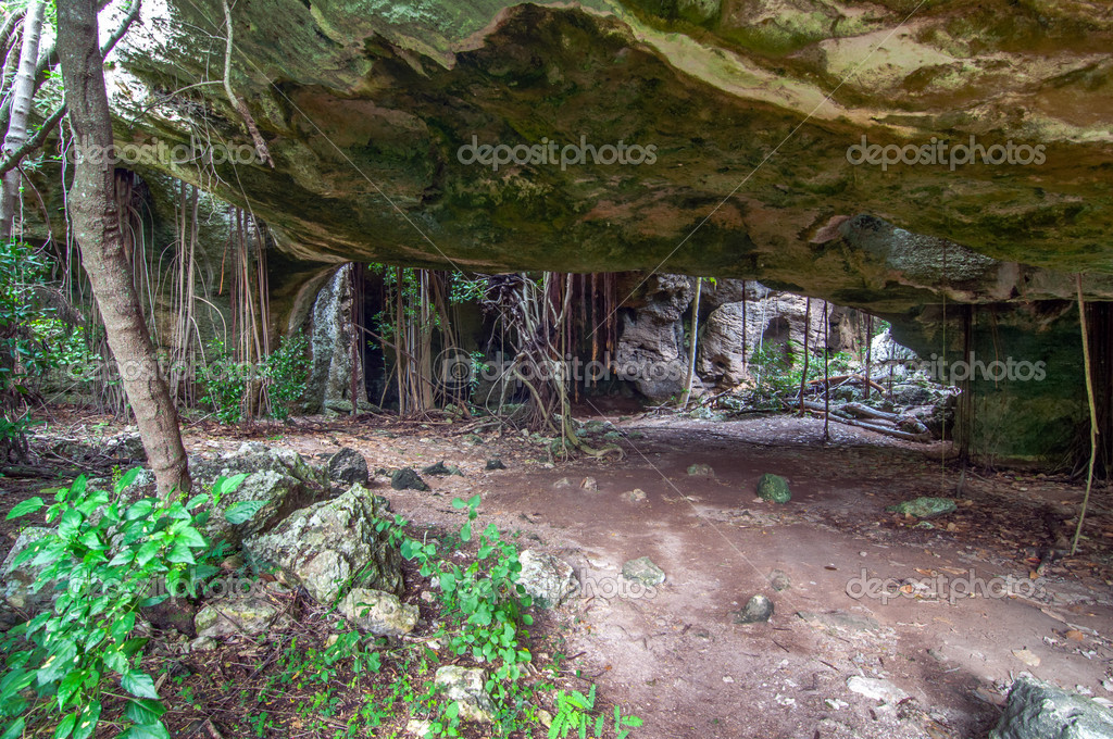 Indian cave in Middle Caicos island, Turks and Caicos, Caribbean