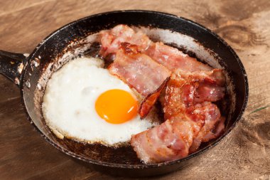 sahanda yumurta ve domuz pastırması.