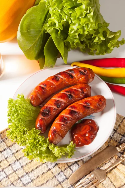 Grilled sausage. — Stock Photo, Image