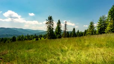 Zamanlaması: Güneşli bir günde Beskid Dağları manzarası.