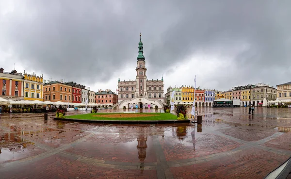 Zamosc Πολωνια Σεπτεμβριου 2021 Ιστορική Πλατεία Της Παλιάς Πόλης Μια — Φωτογραφία Αρχείου