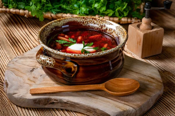 Sopa Remolacha Plato Tradicional Cocina Ucraniana — Foto de Stock