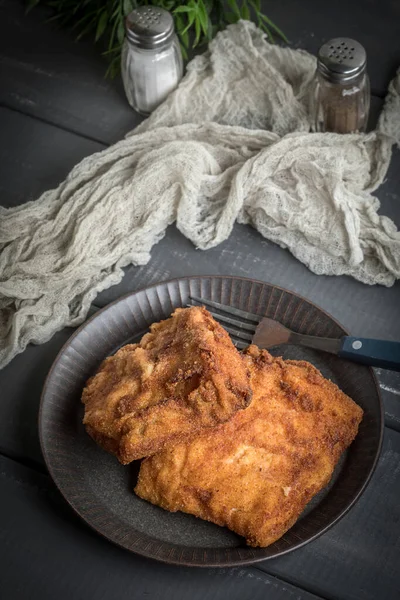 Two Fried Cod Fillet Pieces Small Depth Field — Stock Photo, Image
