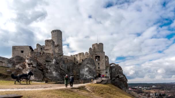 Ruins Ogrodzieniec Castle South Region Poland — Stock Video