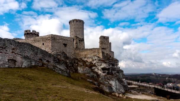 Ruinerna Slottet Ogrodzieniec Södra Delen Polen — Stockvideo