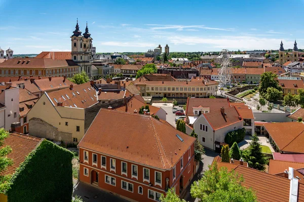 Vista Panorâmica Eger Hungria Telhados Vermelhos Cidade Velha — Fotografia de Stock
