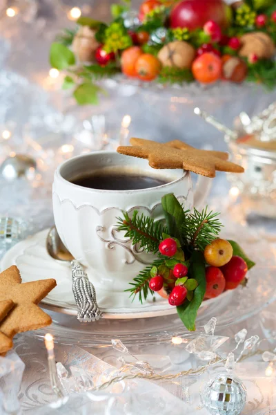 Café e biscoitos de Natal — Fotografia de Stock