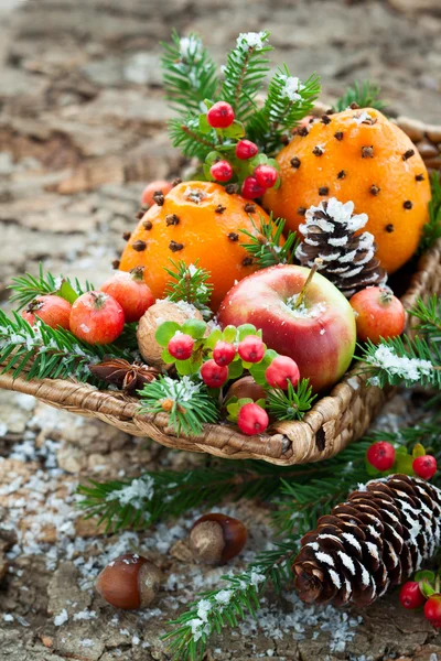 Christmas fruit basket — Stock Photo, Image