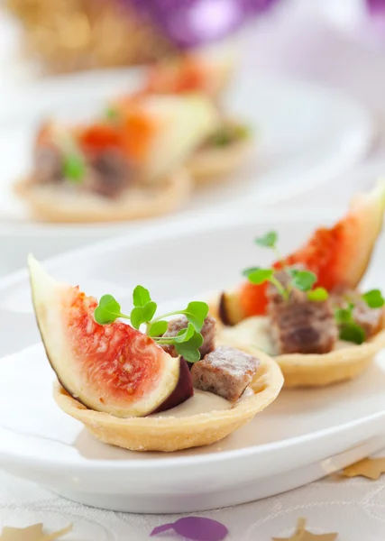 Antipasto con fico e patè — Foto Stock