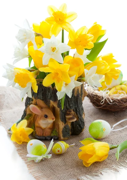 Narcissus and tulips for Easter — Stock Photo, Image