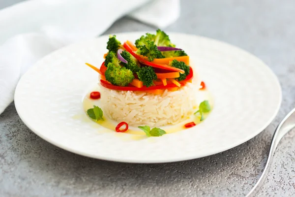 Steamed vegetables with rice — Stock Photo, Image