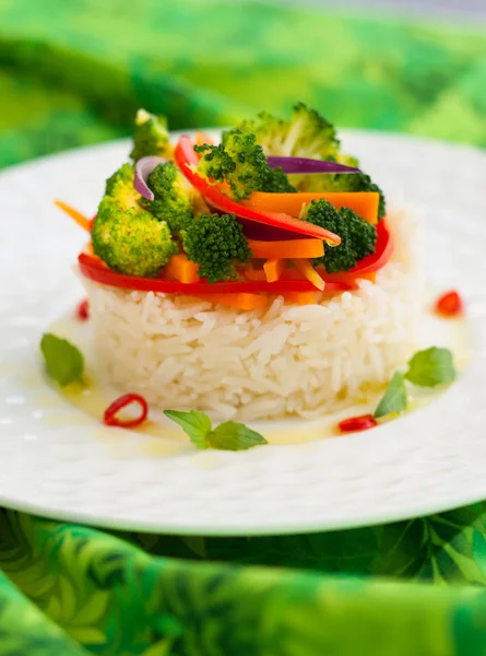 Steamed vegetables with rice — Stock Photo, Image