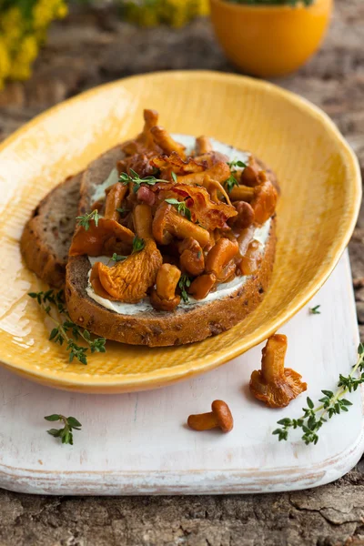 Chanterelle Sandwiches — Stock Photo, Image