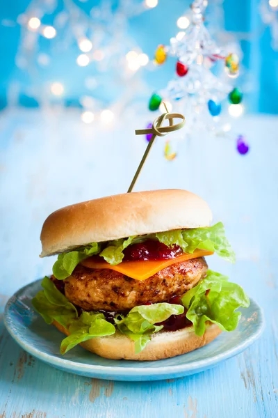 Christmas Turkey Burgers — Stock Photo, Image