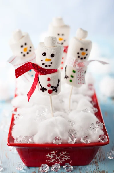 Bonecos de neve marshmallow — Fotografia de Stock