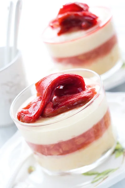 Dessert aus Rhabarber und Quark — Stockfoto