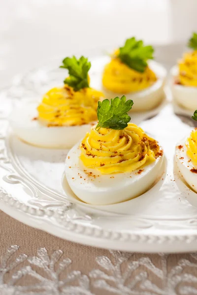 Deviled eggs with paprika — Stock Photo, Image