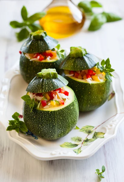 Zucchini stuffed with vegetables