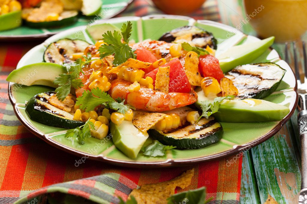 Mexican Grilled Shrimp Salad Stock Photo by ©sarsmis 46907069