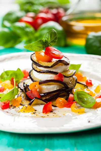 Auberginen, Tomaten und Mozzarella — Stockfoto