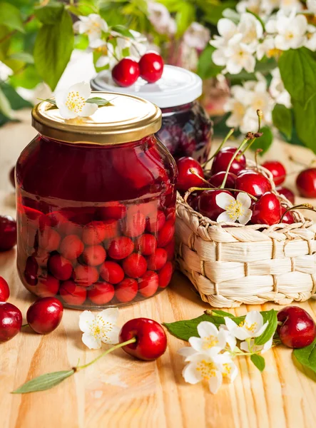 Jars of  fruit preserves — Stock Photo, Image