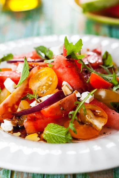 Ensalada de tomate y sandía —  Fotos de Stock