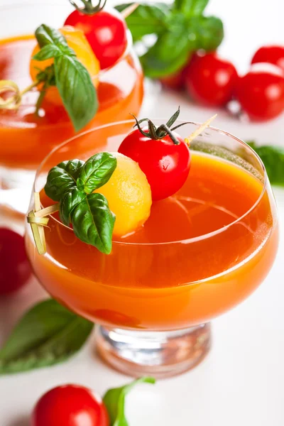 Tomaten-Melonen-Gazpacho-Suppe — Stockfoto