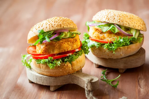 Fish and crab burgers — Stock Photo, Image