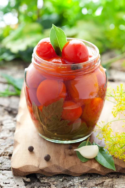 Homemade Tomatoes Preserves Glass Jar — Stock Photo, Image