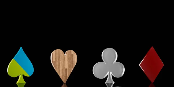 Aces of spades,hearts,clubs and diamonds. 3d rendering .