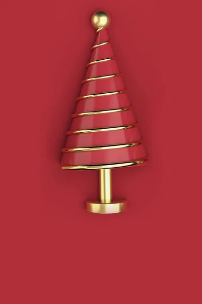 Різдвяна Листівка Металевим Деревом Ялинка Тривимірний — стокове фото