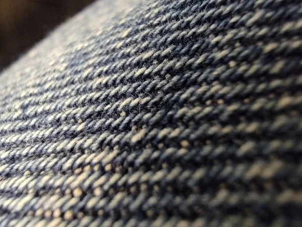 Close up από μπλε και λευκό ύφασμα denim — Φωτογραφία Αρχείου