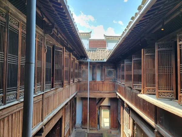 old wooden Chinese home or house with courtyard