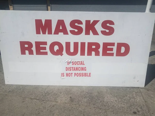 Masks Required Social Distancing Possible Signage — Stock Photo, Image