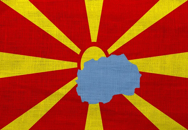 Flag and map of Macedonia on a sackcloth — Stock Photo, Image