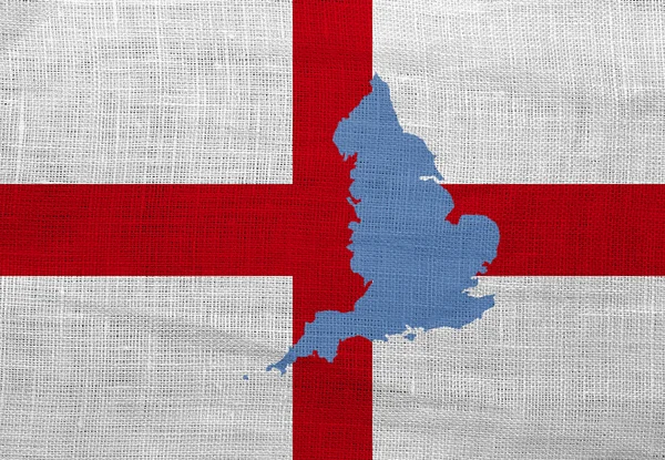 Bandera y mapa de Inglaterra en un saco — Foto de Stock