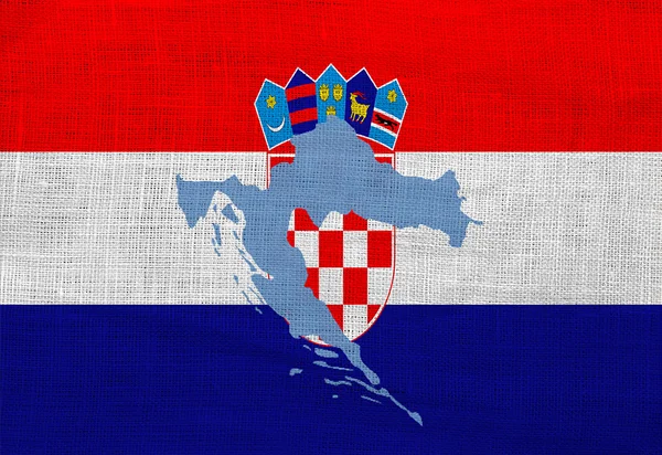 Флаг и карта Хорватии на мешковине — стоковое фото