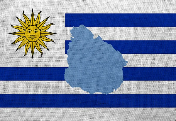 Σημαία και χάρτης της Ουρουγουάης σε σάκο — Φωτογραφία Αρχείου
