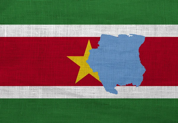 Drapeau et carte de Suriname sur un sac — Photo