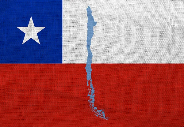 Bandera y mapa de Chile en un saco — Foto de Stock