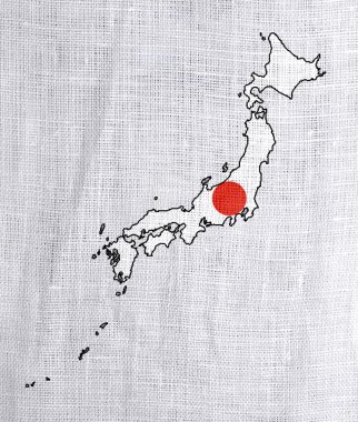 Flag and map of Japan clipart
