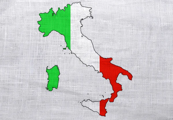 Zászló és Olaszország Térkép — Stock Fotó