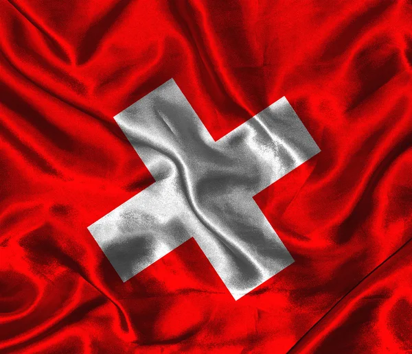 Hedvábné vlajka Švýcarska — Stock fotografie