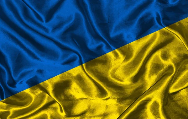 Zijde vlag van Oekraïne — Stockfoto