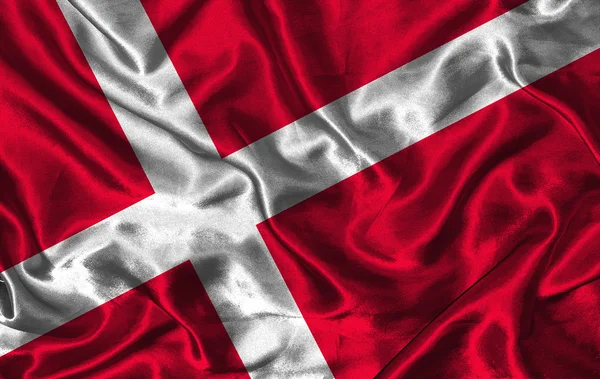 Hedvábné dánská vlajka — Stock fotografie