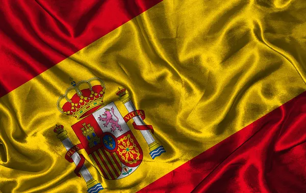 Hedvábné španělská vlajka — Stock fotografie