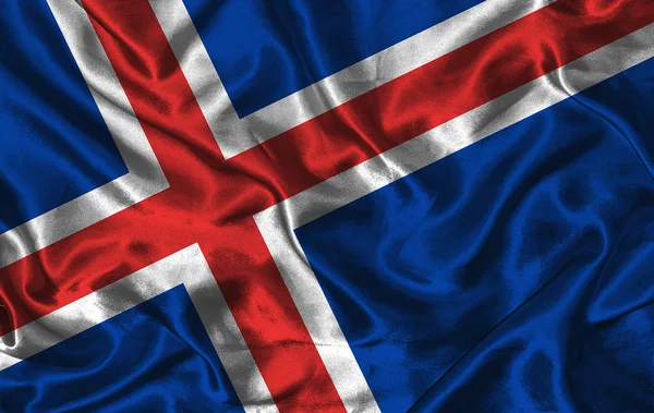 Zijde vlag van IJsland — Stockfoto